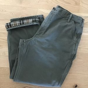 Carhartt flannel lined pants. Color moss green. Size 40x30